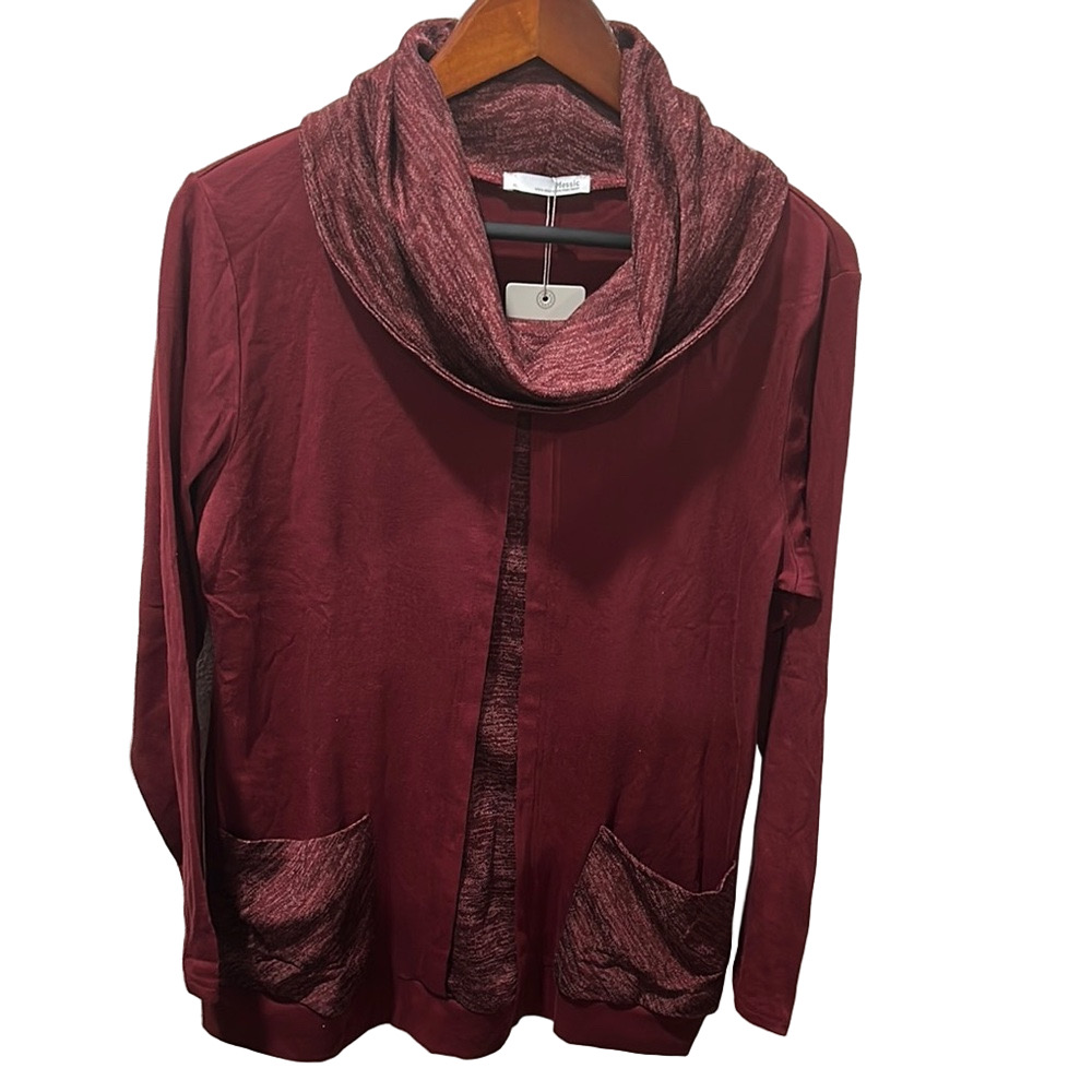 Messic long sleeve wine/Burgundy Cowl Neck TOP size XL NWT